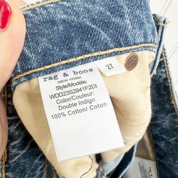 rag & bone Sophie Wide Leg Two Tone High Rise Rigid Jeans Raw Hem 27 - Picture 9 of 11